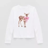 Thereabouts Little & Big Kid Girls Crew Neck Long Sleeve Regular Fit Graphic T-shirt In White