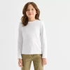 Thereabouts Little & Big Kid Girls Crew Neck Long Sleeve T-shirt In White