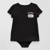 Thereabouts Little & Big Kid Girls Crew Neck Short Sleeve Adaptive Rib Bodysuit In Black