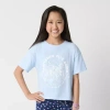 Thereabouts Little & Big Kid Girls Crew Neck Short Sleeve Boxy Fit Graphic T-shirt In Blue