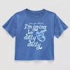 Thereabouts Little & Big Kid Girls Crew Neck Short Sleeve Boxy Fit Graphic T-shirt In Blue