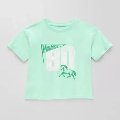 Thereabouts Little & Big Kid Girls Crew Neck Short Sleeve Boxy Fit Graphic T-shirt In Green