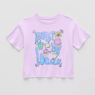 Thereabouts Little & Big Kid Girls Crew Neck Short Sleeve Boxy Fit Graphic T-shirt In Purple