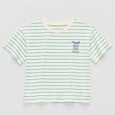 Thereabouts Little & Big Kid Girls Crew Neck Short Sleeve Boxy Fit Graphic T-shirt In White