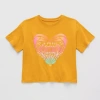 Thereabouts Little & Big Kid Girls Crew Neck Short Sleeve Boxy Fit Graphic T-shirt In Yellow