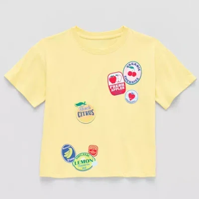 Thereabouts Little & Big Kid Girls Crew Neck Short Sleeve Boxy Fit Graphic T-shirt In Yellow