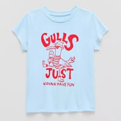 Thereabouts Little & Big Kid Girls Crew Neck Short Sleeve Classic Fit Graphic T-shirt In Blue