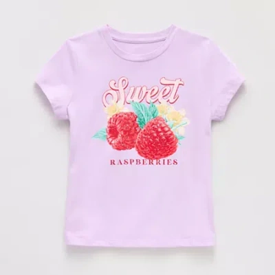 Thereabouts Little & Big Kid Girls Crew Neck Short Sleeve Classic Fit Graphic T-shirt In Pink