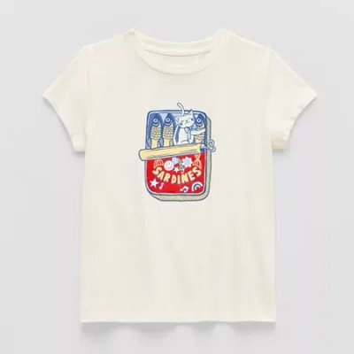 Thereabouts Little & Big Kid Girls Crew Neck Short Sleeve Classic Fit Graphic T-shirt In White