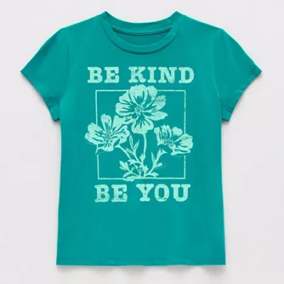 Thereabouts Little & Big Kid Girls Crew Neck Short Sleeve Classic Fit Graphic T-shirt In Blue