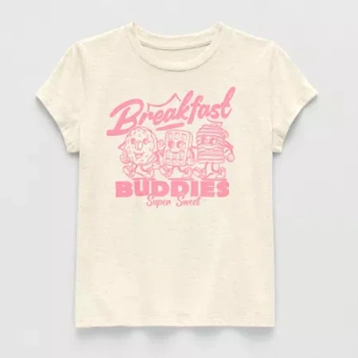 Thereabouts Little & Big Kid Girls Crew Neck Short Sleeve Classic Fit Graphic T-shirt In Gray