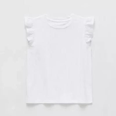 Thereabouts Little & Big Kid Girls Crew Neck Short Sleeve Embroidered T-shirt In White