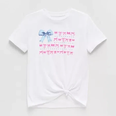 Thereabouts Little & Big Kid Girls Crew Neck Short Sleeve Oversized Graphic T-shirt In White