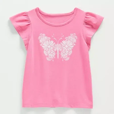 Thereabouts Little & Big Kid Girls Crew Neck Short Sleeve Regular Fit Graphic T-shirt In Pink