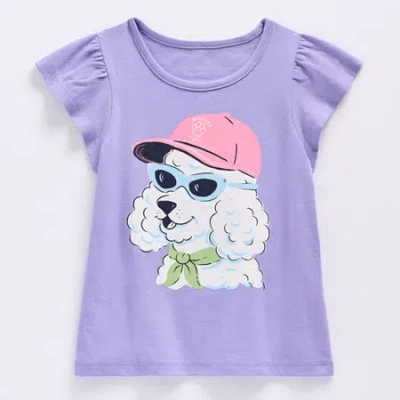 Thereabouts Little & Big Kid Girls Crew Neck Short Sleeve Regular Fit Graphic T-shirt In Purple