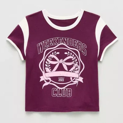 Thereabouts Little & Big Kid Girls Crew Neck Short Sleeve Regular Fit Graphic T-shirt In Purple