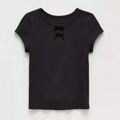 Thereabouts Little & Big Kid Girls Crew Neck Short Sleeve T-shirt In Black