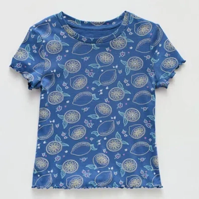 Thereabouts Little & Big Kid Girls Crew Neck Short Sleeve T-shirt In Blue