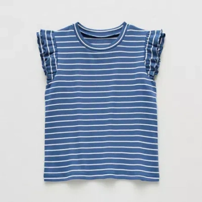 Thereabouts Little & Big Kid Girls Crew Neck Short Sleeve T-shirt In Blue