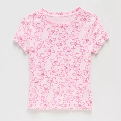 Thereabouts Little & Big Kid Girls Crew Neck Short Sleeve T-shirt In Pink