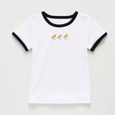 Thereabouts Little & Big Kid Girls Crew Neck Short Sleeve T-shirt In White