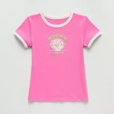 Thereabouts Little & Big Kid Girls Crew Neck Short Sleeve T-shirt In Pink