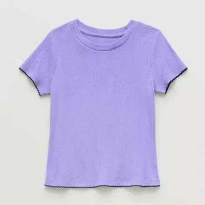 Thereabouts Little & Big Kid Girls Crew Neck Short Sleeve T-shirt In Purple