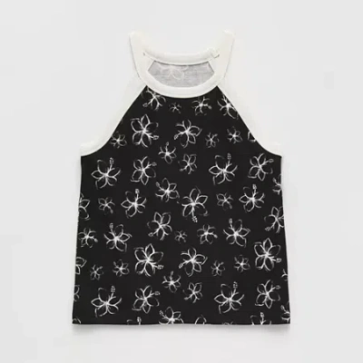 Thereabouts Little & Big Kid Girls Crew Neck Sleeveless Tank Top In Black