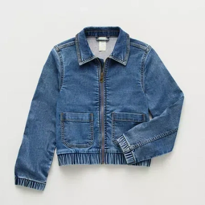 Thereabouts Little & Big Kid Girls Denim Bomber Jacket In Blue