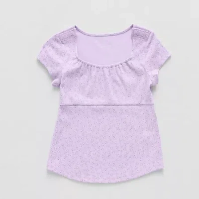 Thereabouts Little & Big Kid Girls Easy-on + Easy-off U Neck Short Sleeve Adaptive T-shirt In Purple