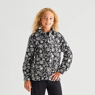 Thereabouts Little & Big Kid Girls Faux Fur Jacket In Black