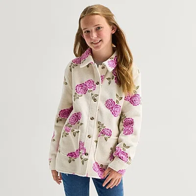 Thereabouts Little & Big Kid Girls Faux Fur Jacket In White