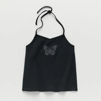 Thereabouts Little & Big Kid Girls Halter Neck Sleeveless Tank Top In Black