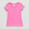 Thereabouts Little & Big Kid Girls Henley Neck Short Sleeve T-shirt In Pink