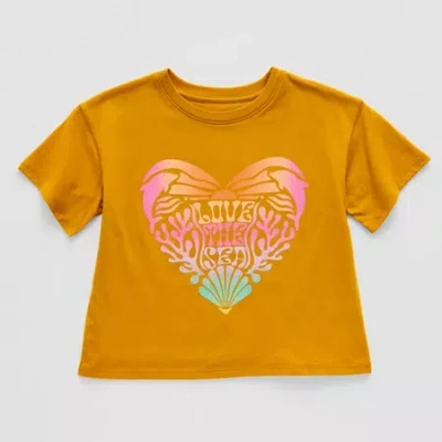 Thereabouts Little & Big Kid Girls Hidden Access Opening Crew Neck Short Sleeve Adaptive Boxy Fit Graphic T-shir In Yellow