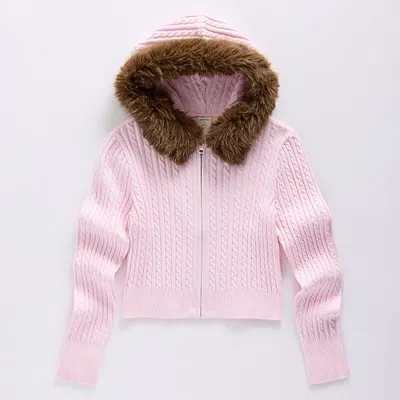 Thereabouts Little & Big Kid Girls Hooded Long Sleeve Layered Sweater In Pink