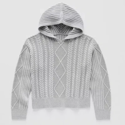 Thereabouts Little & Big Kid Girls Hooded Long Sleeve Pullover Sweater In Gray