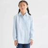 Thereabouts Little & Big Kid Girls Long Sleeve Cuffed Regular Fit Button-down Shirt In Blue