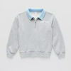 Thereabouts Little & Big Kid Girls Long Sleeve Fleece Casual Quarter-zip Pullover In Gray