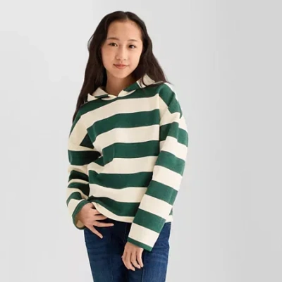 Thereabouts Little & Big Kid Girls Long Sleeve Fleece Hoodie In Green