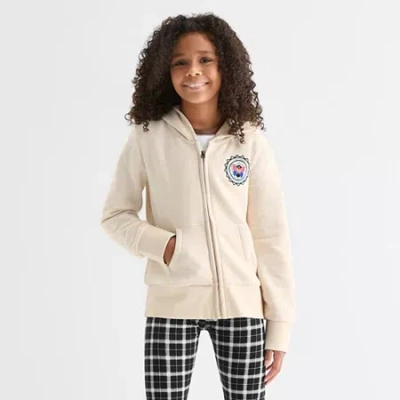 Thereabouts Little & Big Kid Girls Long Sleeve Fleece Zipper Hoodie In White