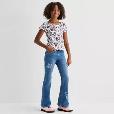 Thereabouts Little & Big Kid Girls Low Rise Flare Leg Jean In Blue