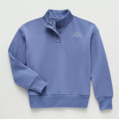 Thereabouts Little & Big Kid Girls Mock Neck Fleece Long Sleeve Sweatshirt In Blue