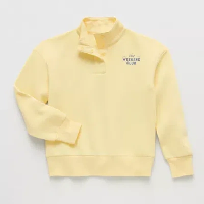 Thereabouts Little & Big Kid Girls Mock Neck Fleece Long Sleeve Sweatshirt In Yellow