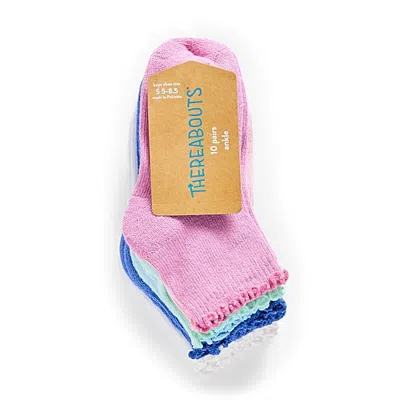 Thereabouts Little & Big Kid Girls Multi-pack 10 Pair Toddler Quarter Ankle Socks In White