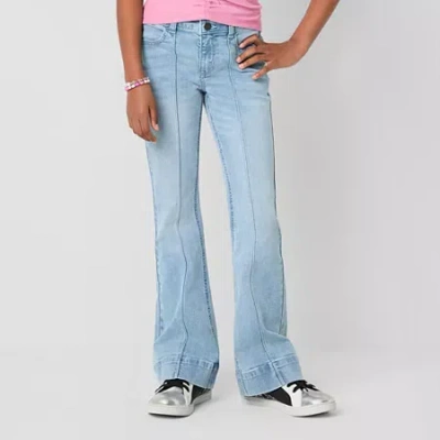 Thereabouts Little & Big Kid Girls Pintuck Flare Leg Jean In Blue