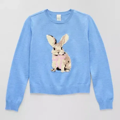 Thereabouts Little & Big Kid Girls Round Neck Long Sleeve Pullover Sweater In Blue