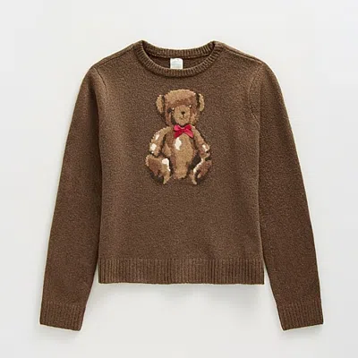Thereabouts Little & Big Kid Girls Round Neck Long Sleeve Pullover Sweater In Transparent