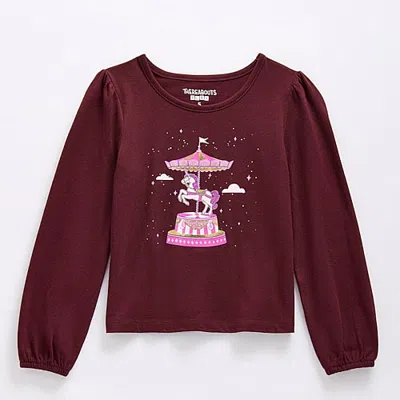 Thereabouts Little & Big Kid Girls Round Neck Long Sleeve Regular Fit Graphic T-shirt In Pink