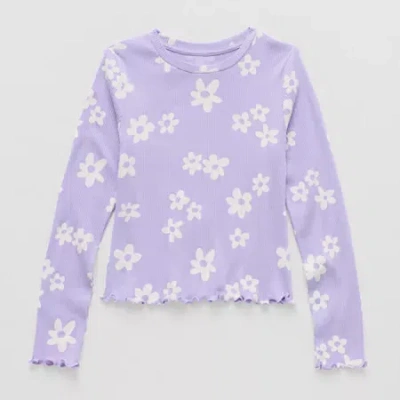 Thereabouts Little & Big Kid Girls Round Neck Long Sleeve T-shirt In Purple